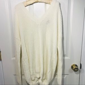 Cream White Tie Sweater